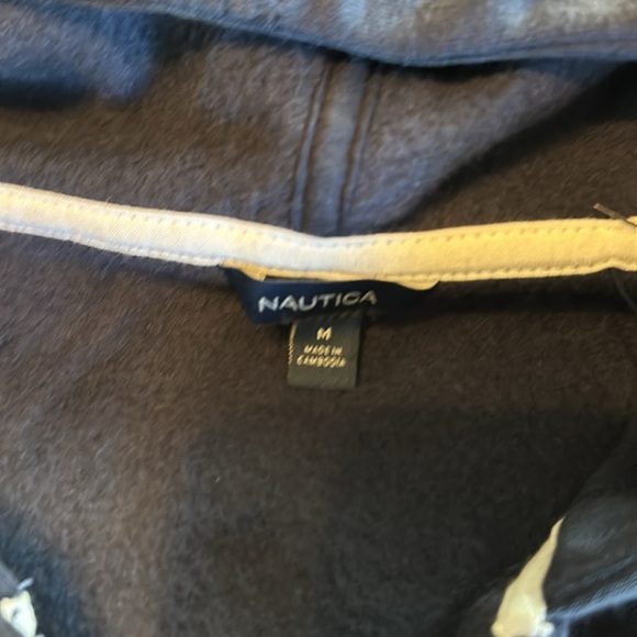 Woman Nautica Hoodie with V Neck and front pockets Size Medium Navy Blue - Picture 4 of 13